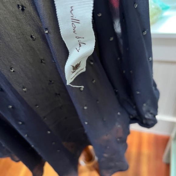 NWOT Navy Sheer Blouse Embellished Fits Medium Fairycore Willow and Clay - Picture 4 of 8